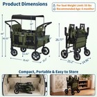 4 Seater Quad Stroller Wagon 4 Kids Adjustable Push pull Handle Removable Canopy
