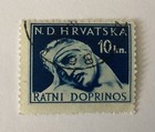 1944 Croatia Postage Stamps  2 X Hrvatska 10 Kn  Rat I Doprinos  1 X 2 Kn