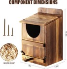 Large Wooden Owl Nesting Box With Bird Perch And Bedding For Outside Use