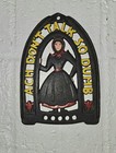 Set Of Vintage 1952 Cast Iron Footed Trivets Amish Man And Woman 6  4 