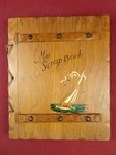 Vintage 1940s Wood Cover 10x12 Scrapbook 35 Pages Filled With Ephemera