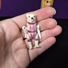 2 Very Rare Antique Hertwig   Co    Bisque Jointed Bear Dolls Painted Minitures