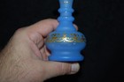 Beautiful Victorian Blue Opaline Gold Decorated Perfume Bottle Vase 1880 s