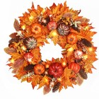 20 Inch Fall Wreaths For Front Door  Autumn Wreath With Pumpkin 1 Pack Orange