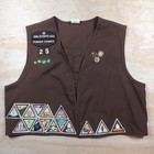 Girl Scouts Of America Brownie Vest With Patches  Badges   Pins Brown Size Large