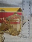 Vintage Akro Agate Little American Maid Tea Set Amber Topaz Box Incomplete Lot