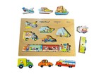 Vintage Fisher Price Vehicles  508 Wood Puzzle 8 Pcs With Peg Lifts Ages 2-5