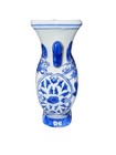 Cobalt Blue And White Chinoiserie Porcelain Handled Vase  Floral Pattern Pretty