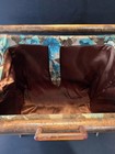 Vintage Knitting Sewing Caddy Basket Yarn Bag Folding Wood Frame Floral Flowers