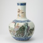 Large Chinese Enameled Porcelain Bottle Vase  Qianlong Mark  Late Qing Dynasty