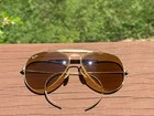 Vintage B l Ray Ban Usa Aviator 58-14  Ambermatic Lens Outdoorsman Sunglasses