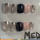 Press On Nails Sz med Square-nails Full Set Multicolored Cateye W accent Nails