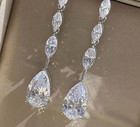 Women Clear Crystal Cz Zirconia Chandelier Drop Dangle Earrings Silver Wedding