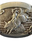 Belt Buckle Vtg Made In Usa Cowboy Rodeo Bucking Bull Trophy Engravable