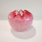 Antique Victorian Spangle Glass Rose Bowl Pink Cranberry 3 Inch High Clear Rim