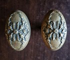 Antique Pair Cast Brass Oval Door Knob   Matching Backplate-ribbon   Bow Design