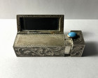 Vintage 800 Silver High Etched Blue Cabochon Stone Lipstick Case W mirror