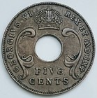1941 East Africa 5 Cents Km  25 1 Circulated Condition