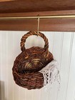Vintage Woven Wicker Hanging Basket