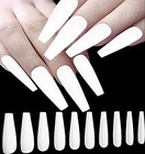  100pc Coffin Press On Nails Long Fake Nails White Matte Full Cover False 
