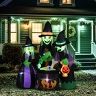 6ft Tall Halloween Inflatable 3 Witch Around Cauldron With Led Lights For Yard