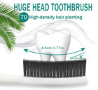 Large Long Head Toothbrush  4-pack  Upgraded Hard   Firm Charcoal Bristles  Whit
