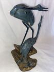 Vintage Bronze Japanese Meiji Style Cranes Statue Metal Art Heron