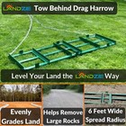 Landzie Drag Harrow Driveway Grader For Atv  Utv - 6 Ft Tractor Tow Behind Rake