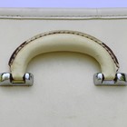 Skyway     Vintage 1960s Train Case Makeup Travel Cosmetic Luggage Cream With Key
