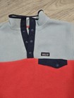 Patagonia Synchilla Boys Xl 14 Fleece Snap Jacket Light Blue Coral Navy