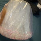 White Fabric Lamp Shade With Pink Trim  8  Diameter X 7  Height