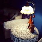 Vintage Crochet Table Cloth Round Lace Doily Handmade 100  Cotton Lace Floral   