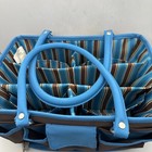 Scrap Paper Scissors Craft Tote Bag Mini Organizer Blue Brown Storage Caddy