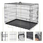 36  Dog Crate Kennel Folding Metal Pet Cage 2 Door With Tray Pan Black