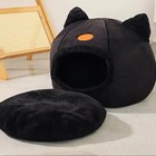 Plush Cat Bed With Ears - Winter Warm Cuddle Cave For Cats   Small Dogs