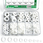 1200pcs Nylon Flat Washers Assortment Kit M2 M2 5 M3 M4 M5 M6 M8 M10 M12