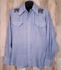 Vintage Olympia Beer Shirt Mens Large Embroidered Western Pearl Snap Worn Thin