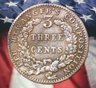 1837 Feuchtwanger Three Cent Eagle Silver Plated Coin Modern Restrike Medal