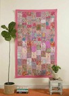 Indian 60 40 Inch Cotton Peach Patchwork Vintage Boho Home Decor Wall Hanging