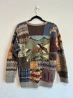 Vtg 80s Polo Ralph Lauren Polo Country Patchwork Knit Sweater Wool Mens S