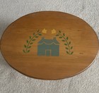 Solid Wood Oval Footstool step Stool Bench Hand Made Signed Dated 1994 Country