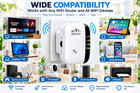 Wifi Extender Signal Booster 5000 Sq Ft Range 300mbps Repeater Up To 50 Devices