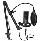 Studio Condenser Usb Microphone Computer Pc Microphone Kit With Adjustable Boom