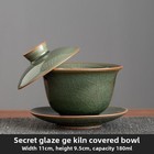 Crackled Glaze Ceramics Gaiwan Tea Cup 180ml 6 2oz Retro Green Kungfu Tea Set