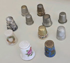11 Antique Thimbles For Your Collection  With Rack That Holds 5 Thimbles
