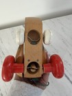 Vintage Wooden Duck Pull Toy Painted Folk Art Waddling Wheels Nursery Decor