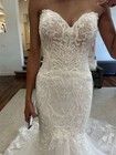 White Lace Sweetheart Strapless Mermaid Trumpet Corset Back Beaded Train