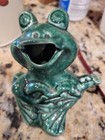 Vintage Ceramic Happy 5  Green Frog Playing Guitar Figurine Jug 