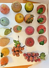 Lot Of 34 Vintage Sugared Frosted Beaded Faux Mixed Fruit Life Sized 