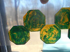 Vintage Translucent Green Catalin Poker Chips Lot Of 5 Octagon 8-sided Bakelite